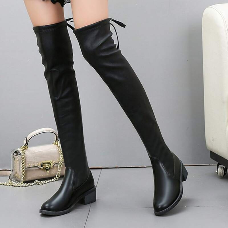 

Block Heeled Over The Knee Boots, Black