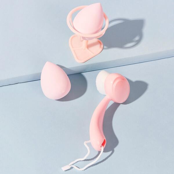 

4pcs Beauty Puff & Facial Cleansing Brush Set, Multicolor