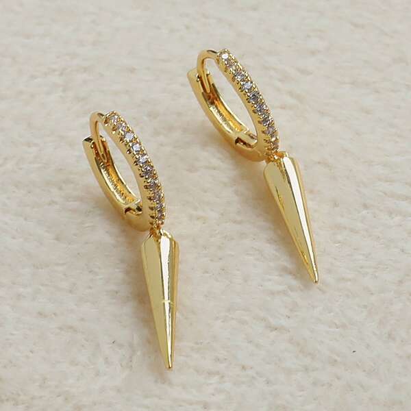 

Rhinestone Cone Drop Earrings, Gold