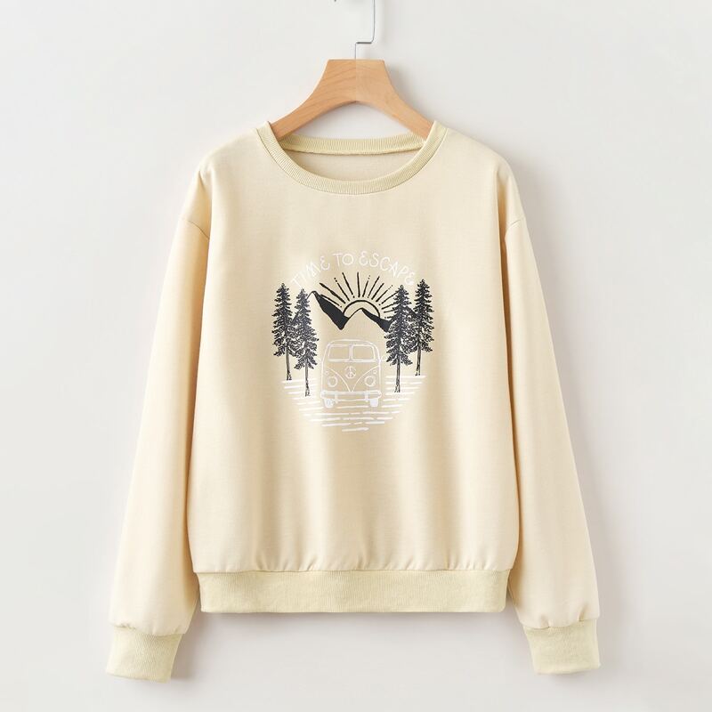 

Letter Graphic Sweatshirt, Apricot