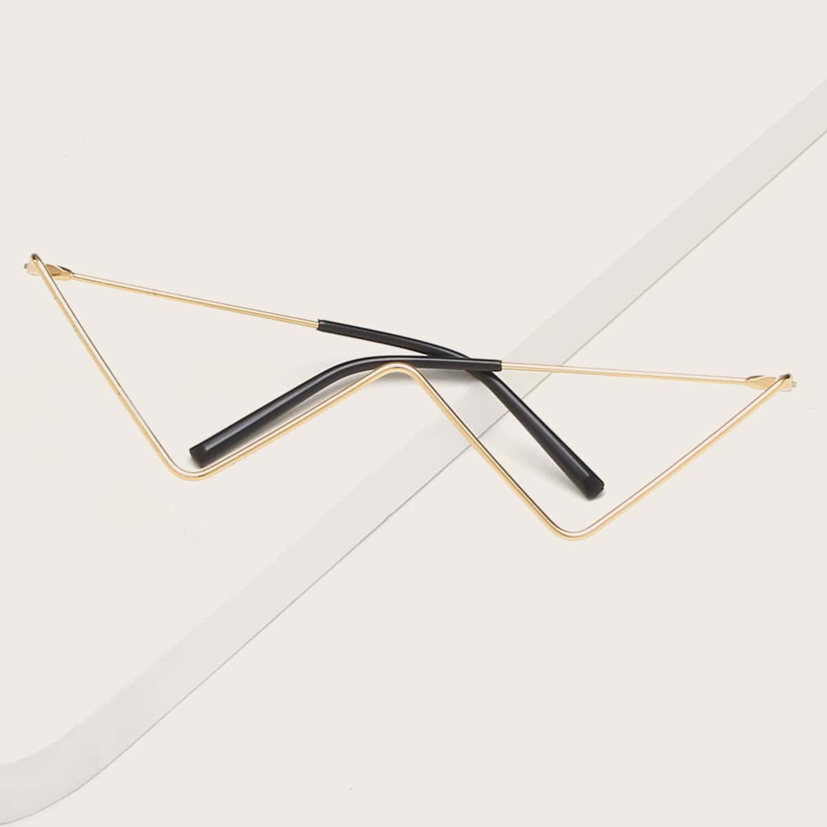 

Geometric Half Frame Eyewear Sunglasses Without Lens, Gold