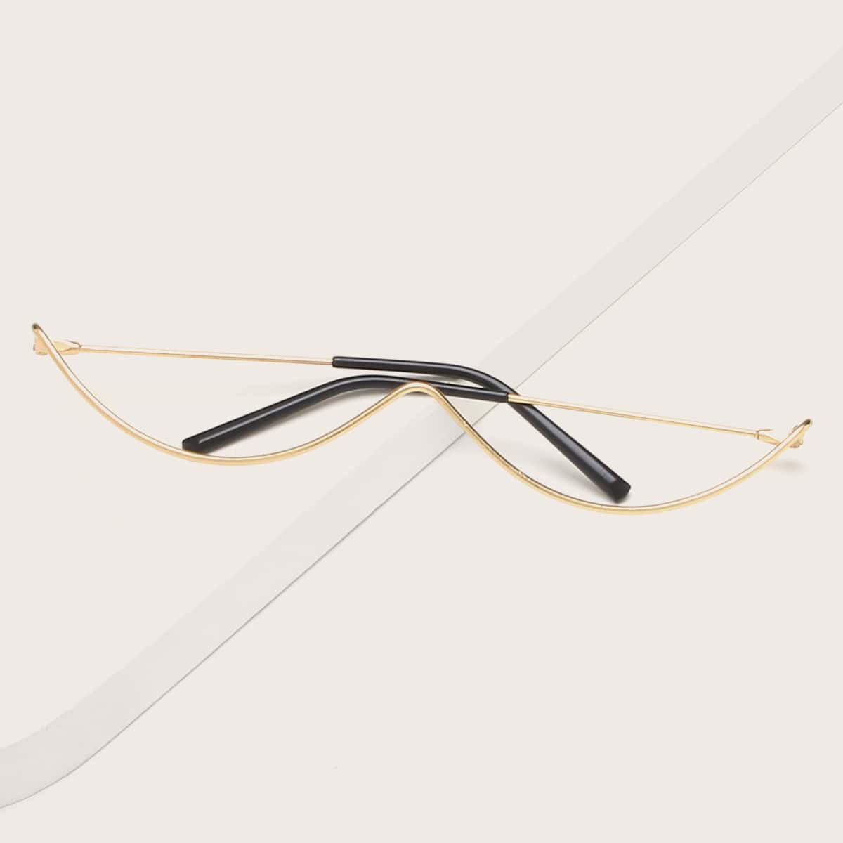 

Half Frame Eyewear Sunglasses Without Lens, Gold