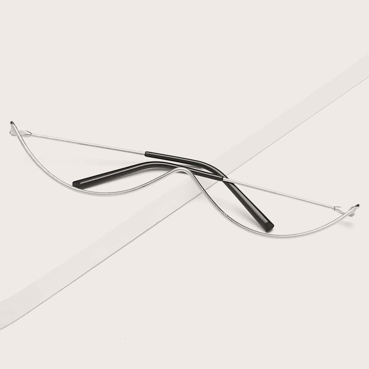 

Half Frame Eyewear Sunglasses Without Lens, Silver
