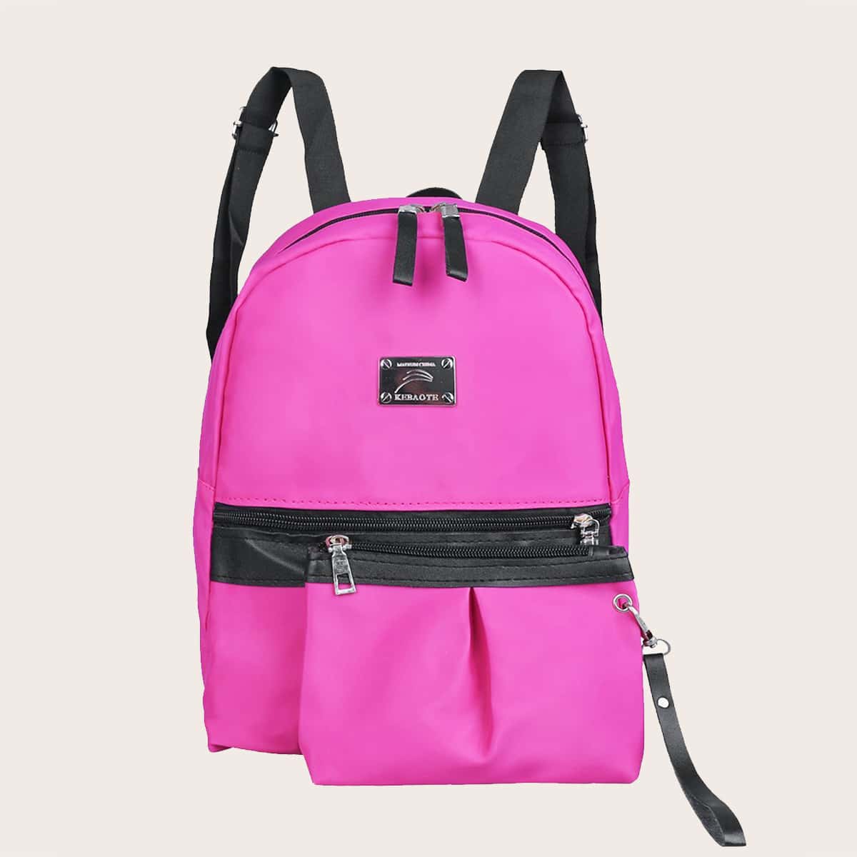 

Zip Front Backpack With Purse, Hot pink