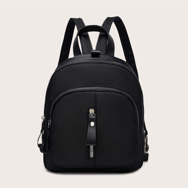 

Minimalist Zip Front Backpack, Black