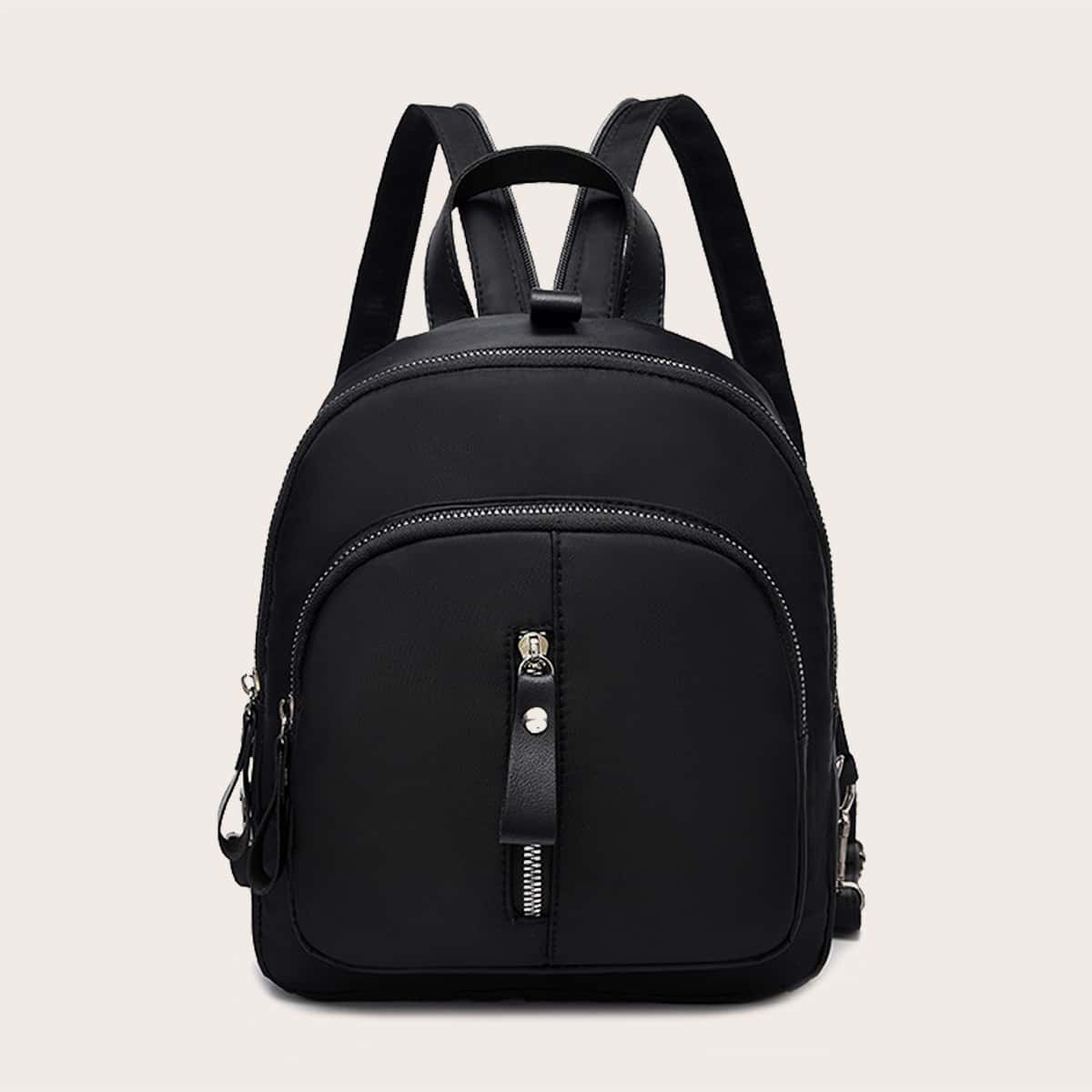 

Minimalist Zip Front Backpack, Black