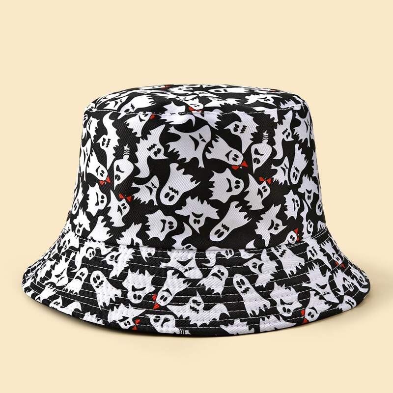 

Ghost Print Bucket Hat, Black and white