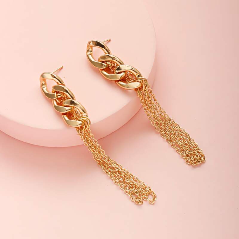 

Chain Tassel Drop Earrings, Gold