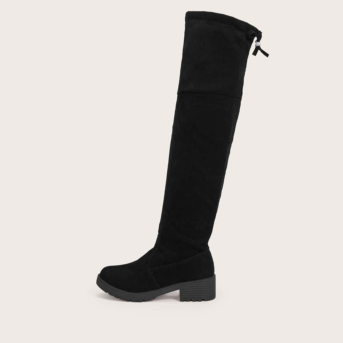 

Block Heeled Over The Knee Boots, Black