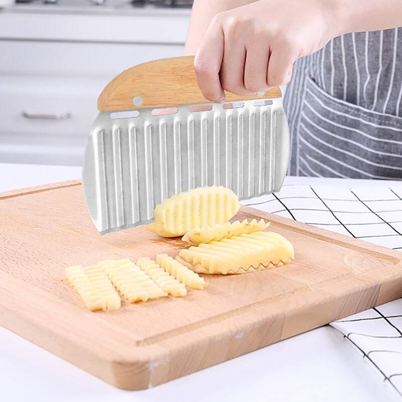 

1pc Stainless Steel Wave Potato Cutter, Apricot