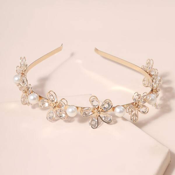

Flower Decor Hair Hoop, Gold