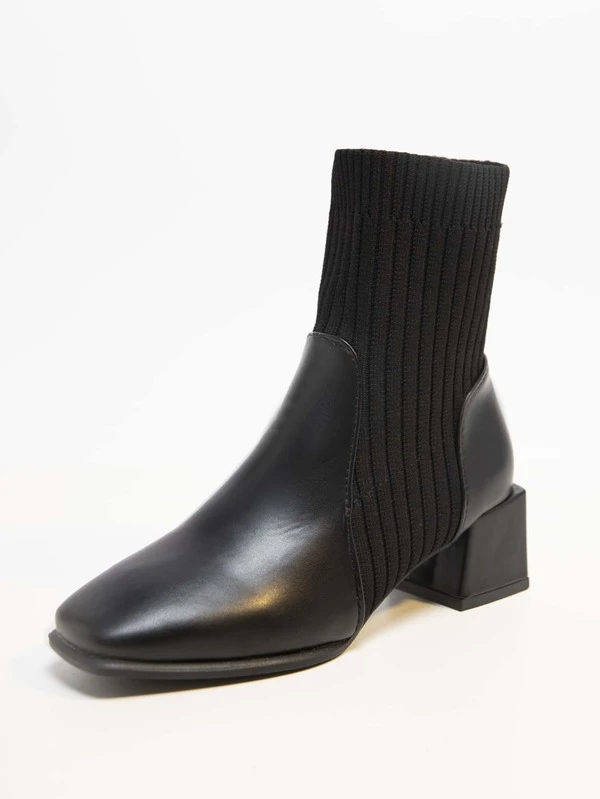 Botte chaussette talon carré Clearance