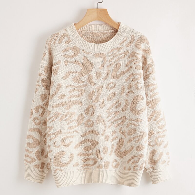 

Leopard Pattern Sweater, Khaki