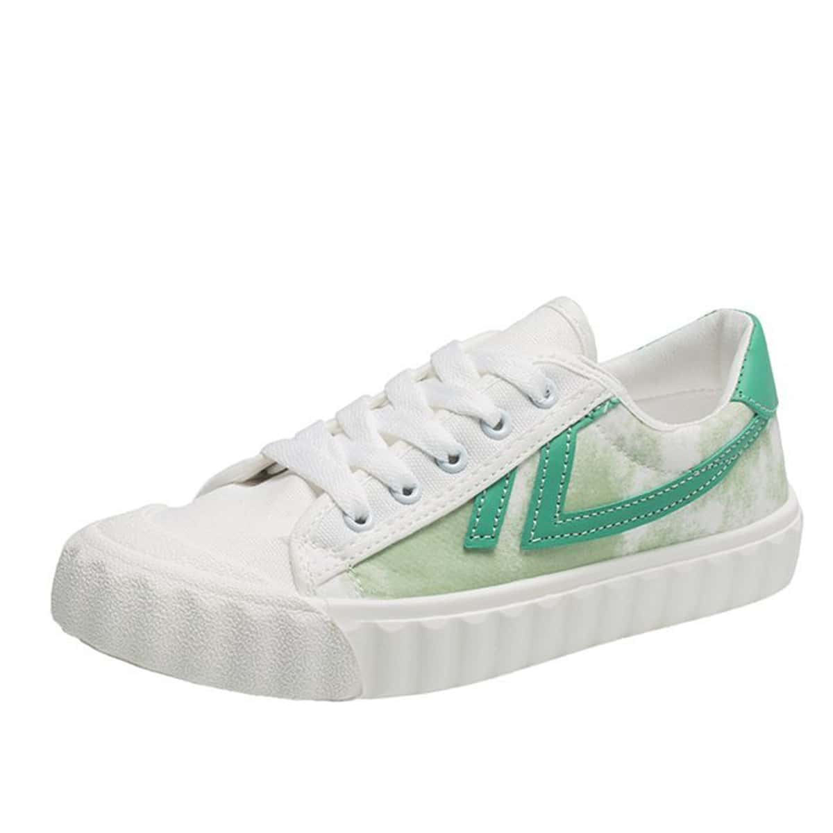 

Tie Dye Lace Up Canvas Sneakers, Green