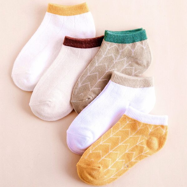 

5pairs Toddler Kids Chevron Print Ankle Socks, Multicolor