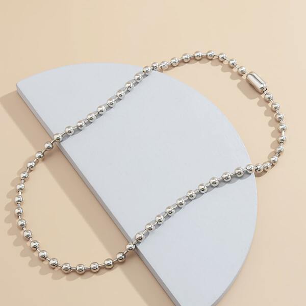 

Bead Decor Necklace, Silver
