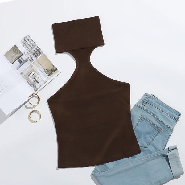 

Low Back Halter Top, Chocolate brown