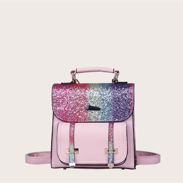 

Girls Glitter Pocket Front Backpack, Pink