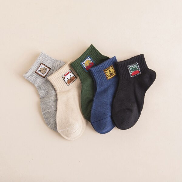 

5pairs Toddler Kids Cartoon Graphic Ankle Socks, Multicolor