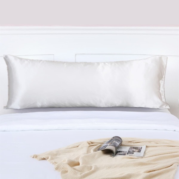 

Solid Satin Long Pillow Cover Without Filler, White
