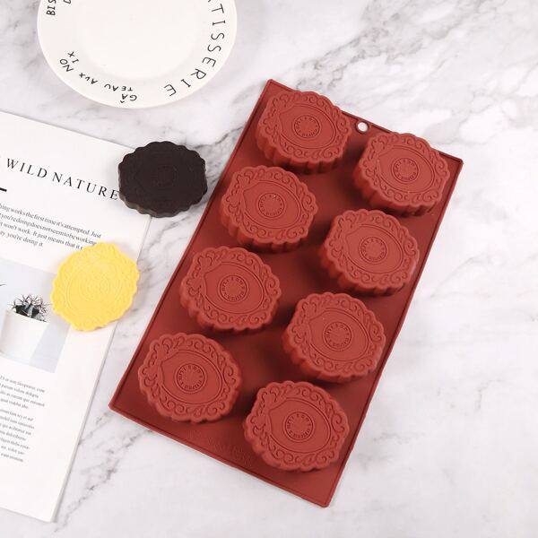 

1pc 8 Grid Clock Chocolate Mold, Burgundy