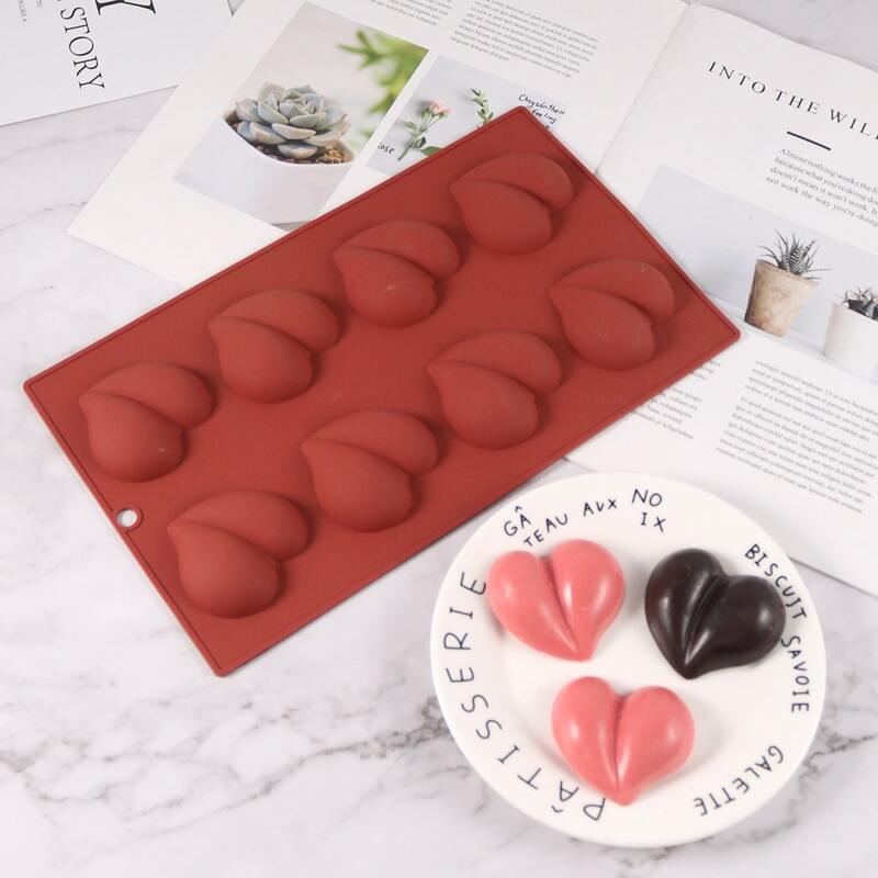 

1pc 8 Grid Heart Chocolate Mold, Burgundy