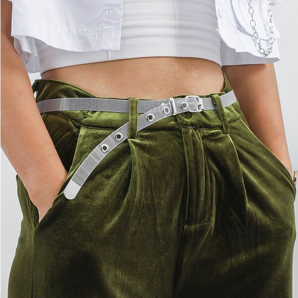 

Eyelet Decor Hollow Out Belt, Silver