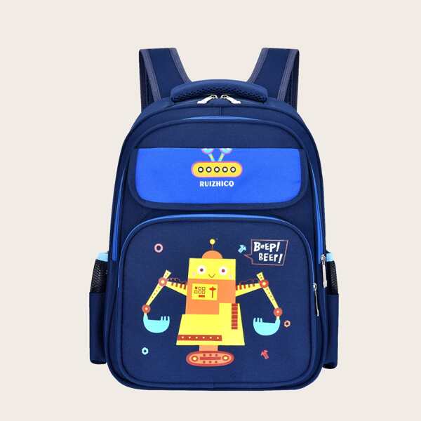

Girls Cartoon Graphic Backpack, Blue