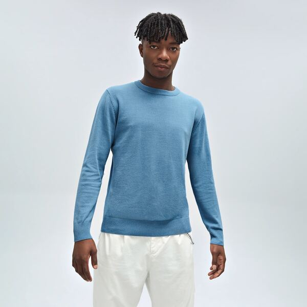 

Men Solid Crew Neck Sweater, Blue