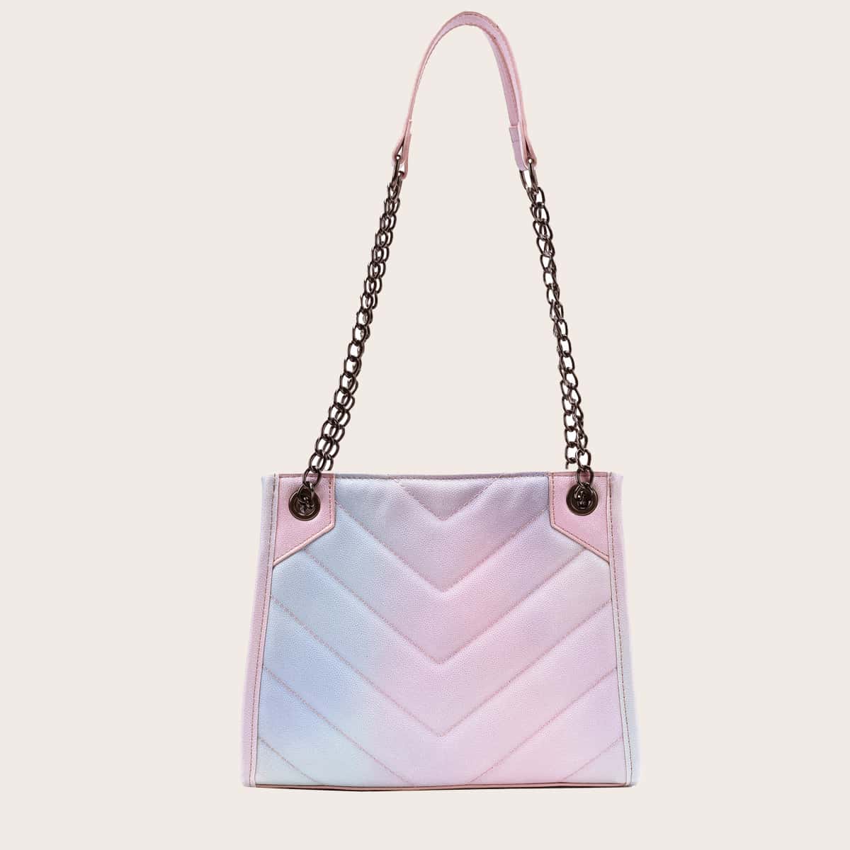 

Gradient Chevron Chain Shoulder Bag, Pink