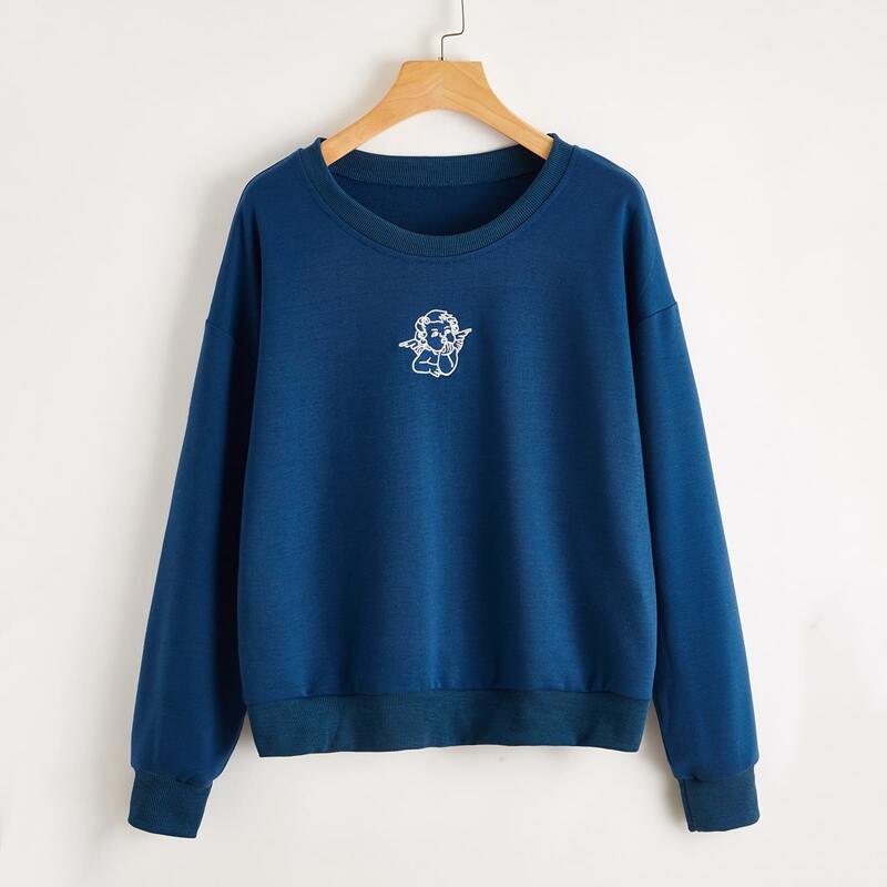 

Angel Embroidery Sweatshirt, Navy blue