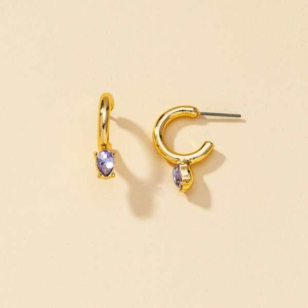 

Rhinestone Decor Stud Earrings, Gold