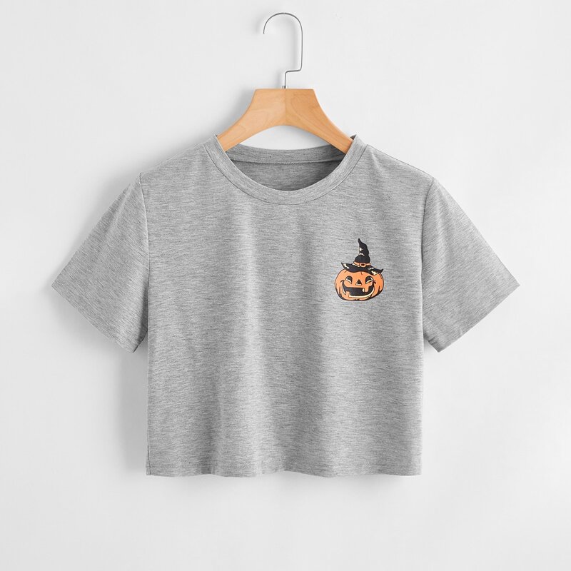 

Halloween Pumpkin Crop Top, Light grey