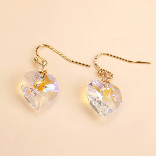 

Heart Design Drop Earrings, Clear