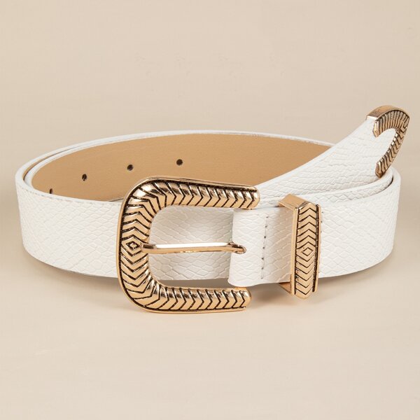

Metal Buckle Belt, White