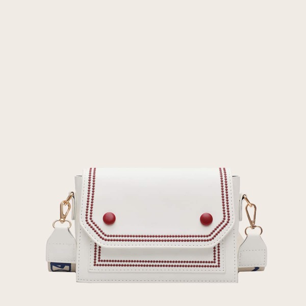 

Embroidered Detail Crossbody Bag, White