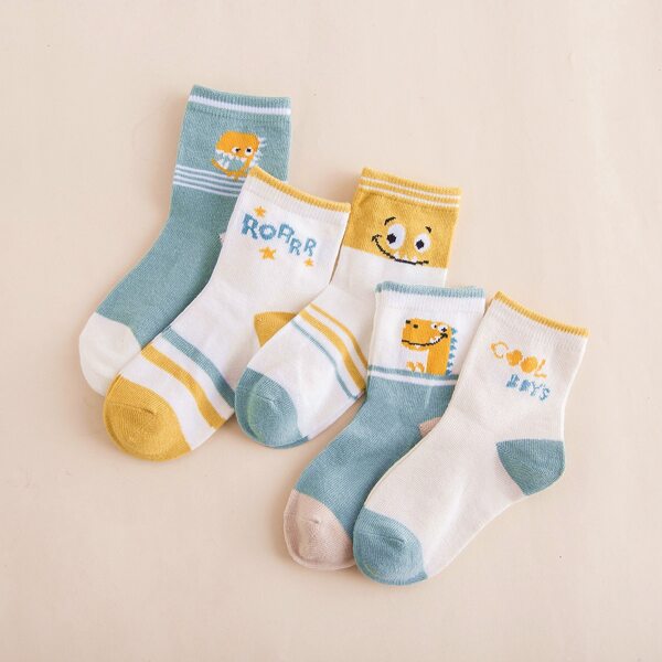 

5pairs Toddler Boys Cartoon Graphic Ankle Socks, Multicolor