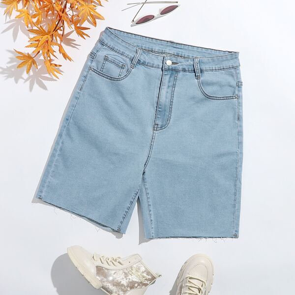 

Plus Light Wash Denim Shorts