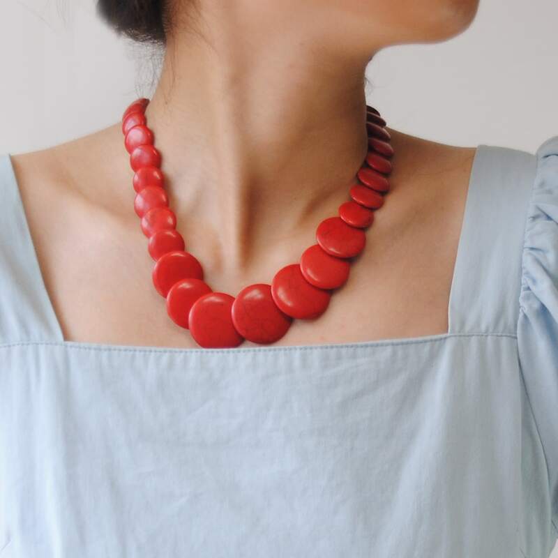 

Turquoise Decor Necklace, Red