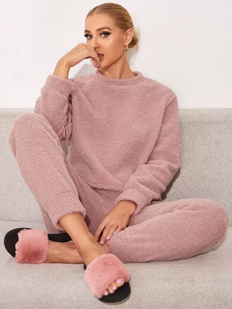 Solid teddy lounge set clearance