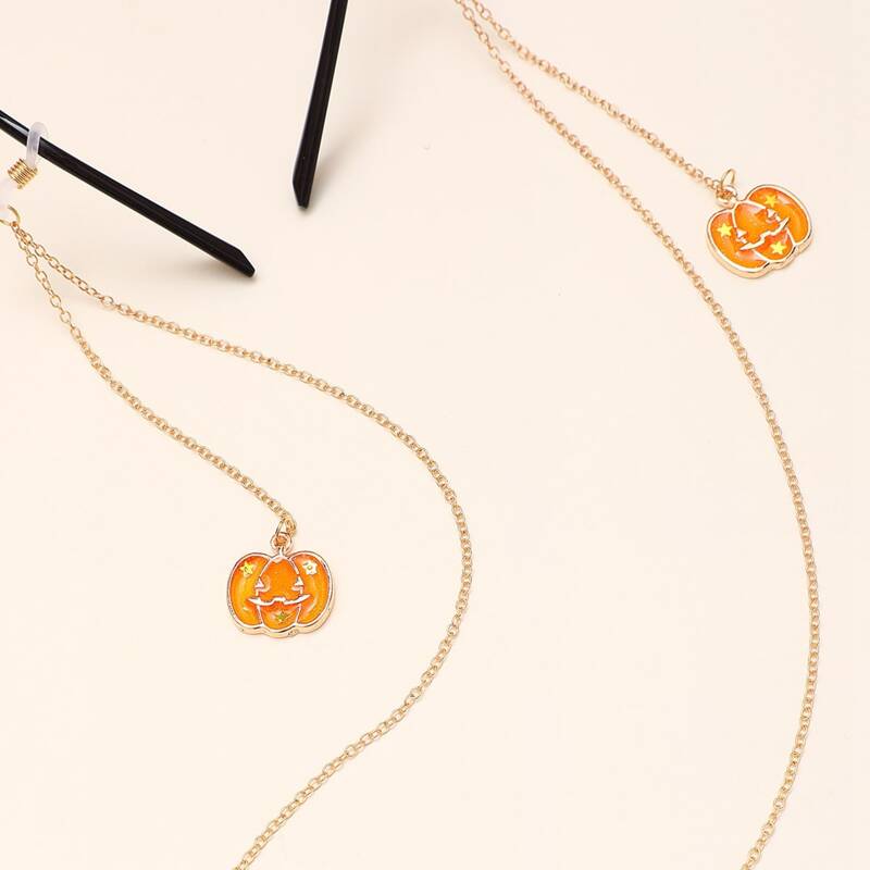 

Halloween Pumpkin Decor Glasses Chain, Gold