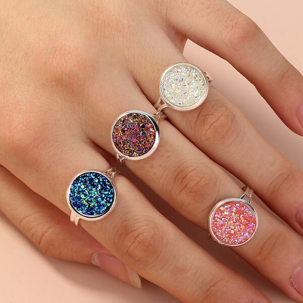 

4pcs Round Decor Ring, Multicolor