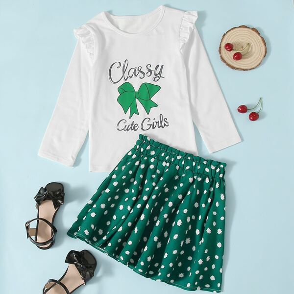 

Toddler Girls Bow Print Tee & Ditsy Floral Skirt, Multicolor