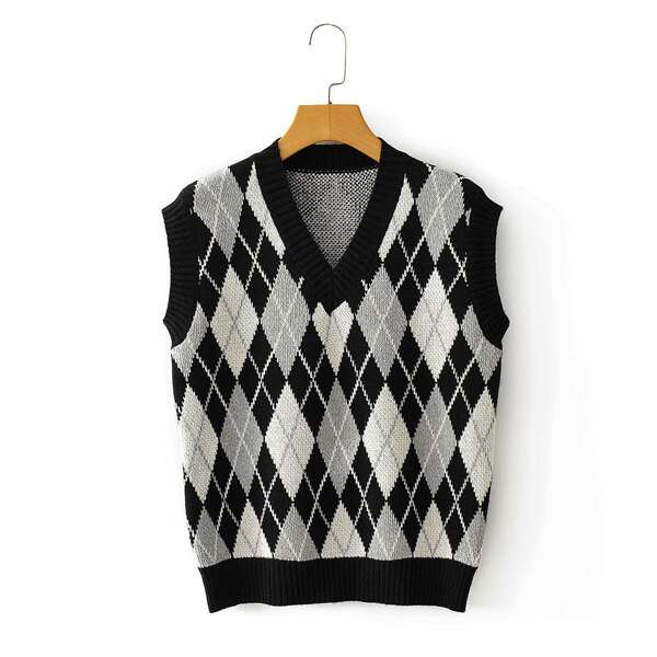 

Argyle Pattern Sweater Vest, Multicolor