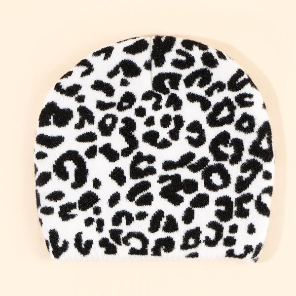

Baby Leopard Pattern Beanie, Black and white
