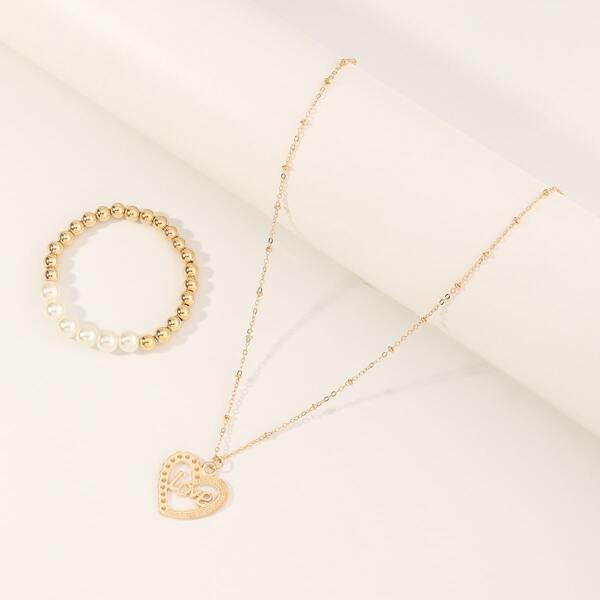 

Toddler Girls Heart Charm Necklace & Earrings, Gold