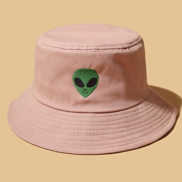

Cartoon Embroidery Bucket Hat, Pink