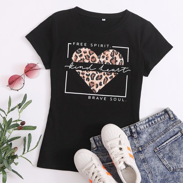 

Plus Heart & Letter Graphic Tee, Black