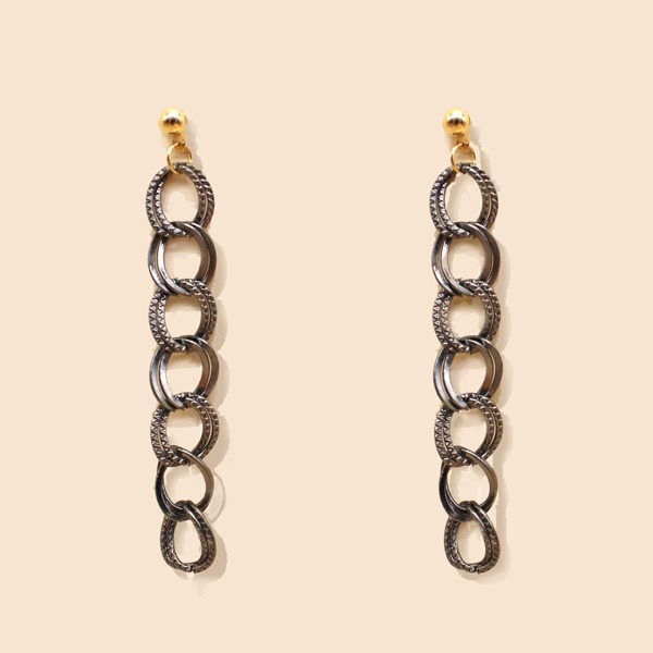 Link Drop Earrings, Gun black