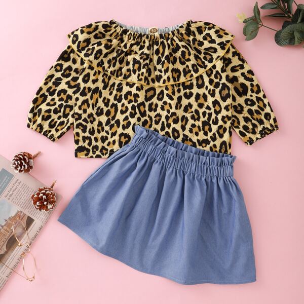 

Baby Girl Leopard Print Blouse & Skirt, Multicolor